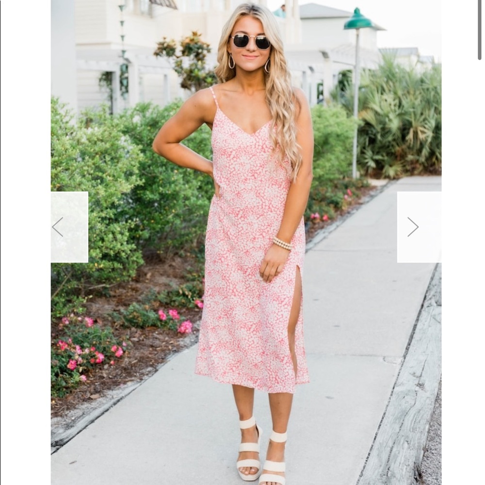 COPY - TRUE BELIEVER MIDI DRESS WATERMELON pink